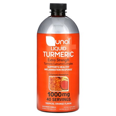 Qunol, flüssiges Kurkuma, extra stark, tropische Orange, 1000 mg, 20,3 fl oz (600 ml)