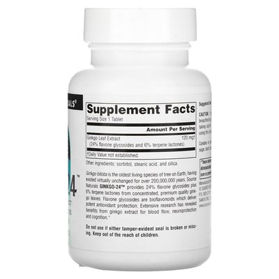 Źródło Naturals, GinkGo-24, 120 mg, 120 tabletek