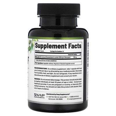Snap Supplements, Olivenblatt, Maximale Stärke, 60 Kapseln