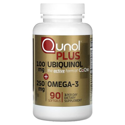 Qunol, plus ubiquinol + omega-3, 100mg + 250mg, 90 soft