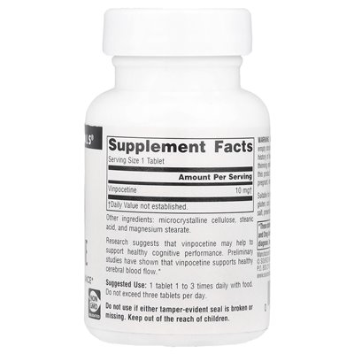 Źródło Naturals, Vinpocetine, 10 mg, 60 tabletek