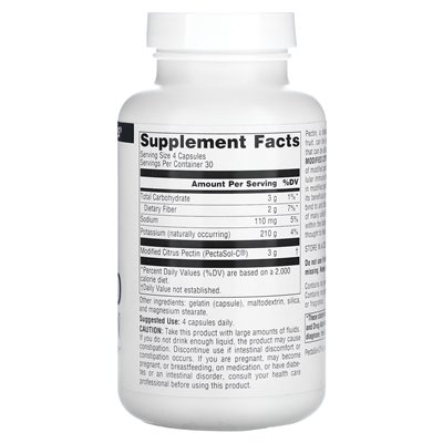 Source Naturals, Pectimmune, Modified Citrus Pectin, 750 mg, 120 Capsules (187 mg per capsule)