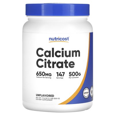 Nutricost, cytrynian wapnia, niezmożony, 17,6 uncji (500 g)