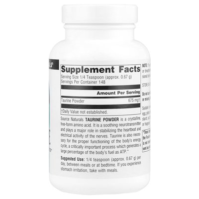 Sourced Naturals, Tauryna w proszku, 3.53 oz (100 g) Sourced Naturals, Tauryna w proszku, 3.53 oz (100 g)