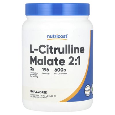 Nutricost, l-cytrulina jabłczan 2: 1, niezmieniony, 21,4 uncji (600 g)