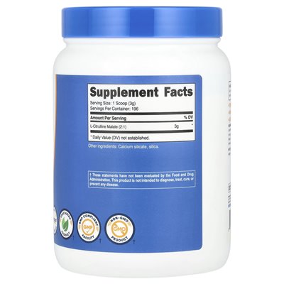 Nutricost, l-cytrulina jabłczan 2: 1, niezmieniony, 21,4 uncji (600 g)