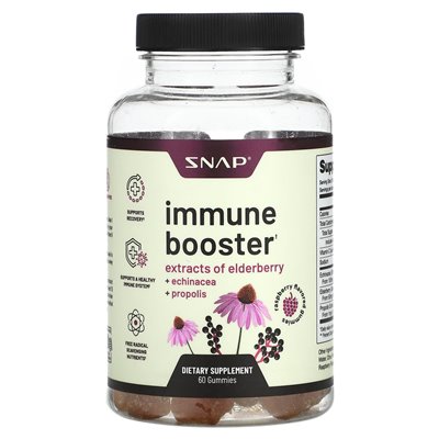 Snap Supplements, Immune Booster Gummies, Raspberry, 60 Gummies Snap Supplements, Immune Booster Gummies, Raspberry, 60 Gummies