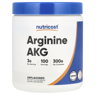 Nutricost, arginina AKG, niezmożone, 10,7 uncji (300 g)