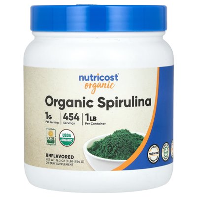 Nutricost, organiczna spirulina, niezmożona, 16,2 uncji (454 g)