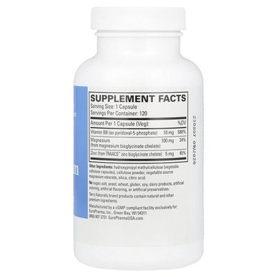Terry naturalnie, bioaktywny kompleks magnezowy z P-5-P i cynkiem, 120 kapsułek