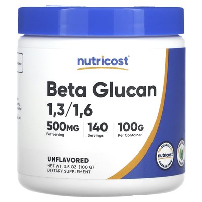 Nutricost, beta glucan 1,3/1,6, niezmieniony, 500 mg, 3,5 uncji (100 g)