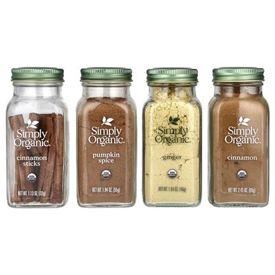 Simply organic, essential for baking, organic spice set, 4 spices
