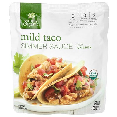 Simply Organic Milde Slow Cooker Taco-Sauce für Hühnchen, 8 oz (227 g) Simply Organic Milde Slow Cooker Taco-Sauce für Hühnchen, 8 oz (227 g)