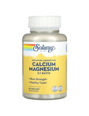 Solaray, Calcium-Magnesium mit verbesserter Absorption, 90 pflanzliche Kapseln