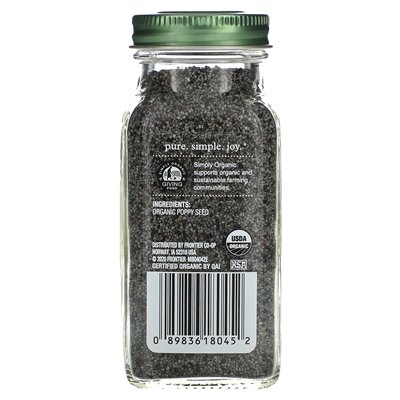 Simply Organic Poppy Seed, 3.38 oz (96 g)