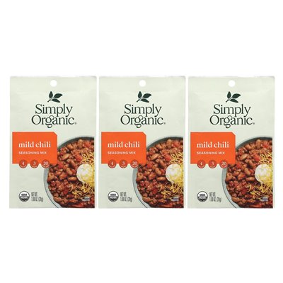 Simply Organic Mild Chili Spice Blend, 3 Packs, 1 Ounce (28g) Each
