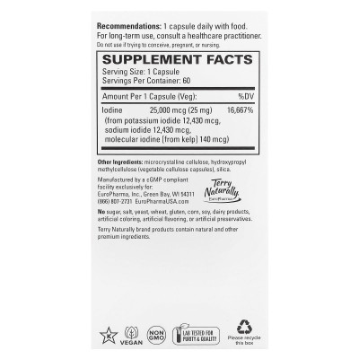Terry Naturally, Tri-Jod, 25 mg, 60 kapsułek
