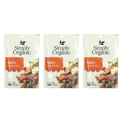 Simply Organic, Saisonale Fajita-Mischung, 3 Packungen, je 1 oz (28 g)