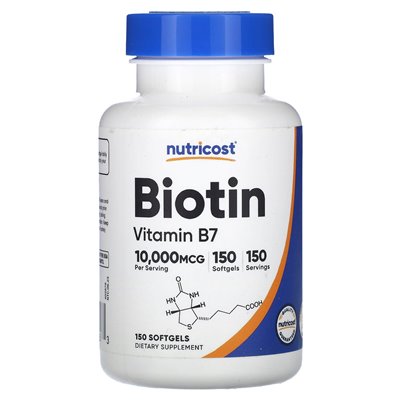 Nutricost, biotyna, witamina B7, 10 000 mcg, 150 softgels