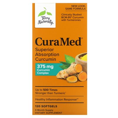 Terry naturalnie, zakręcony, lepsza kurkumina absorpcji, 375 mg, 120 miękkich
