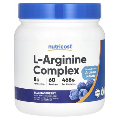 Nutricost, L-arginina kompleks, niebieska malina, 16,7 uncji (468 g)