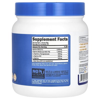 Nutricost, L-arginina kompleks, niebieska malina, 16,7 uncji (468 g)