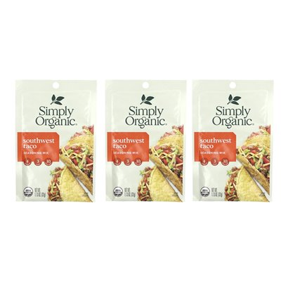 Simply Organic Southwest Taco Seasoning Mix, 3 Packets, 1.13 oz (32 g)