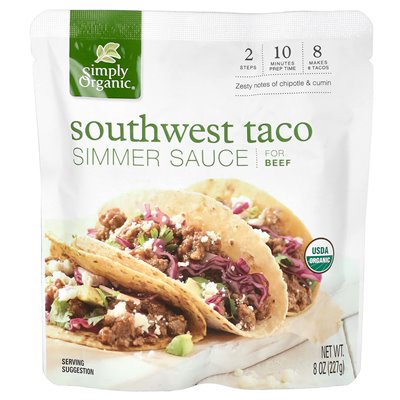 Simply Organic Southwestern Taco Simmer Beef Sauce, 8 oz (227 g)