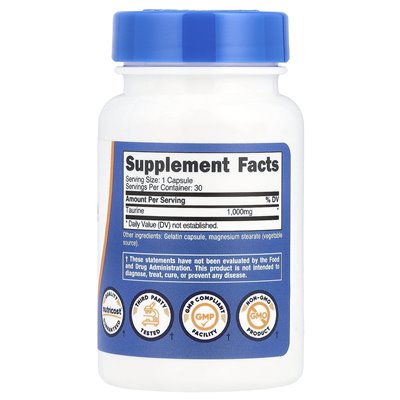 Nutricost, tauryna, 1000 mg, 30 kapsułek
