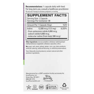 Terry naturalnie, Tri-Iodine®, 12,5 mg, 90 kapsułek Terry naturalnie, Tri-Iodine®, 12,5 mg, 90 kapsułek