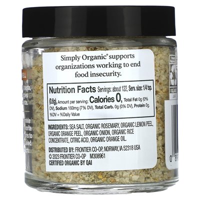 Simply Organic Finishing Salt, Zitrus-Rosmarin, 2,58 oz (73 g)