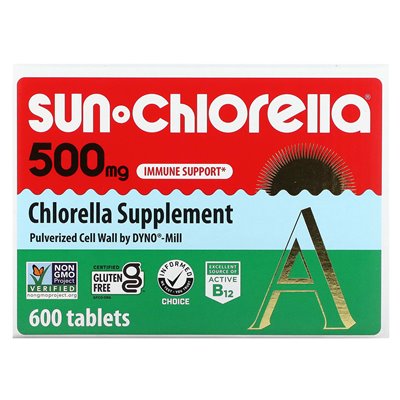 Sun Chlorella, suplement chlorella, 500 mg, 600 tabletek
