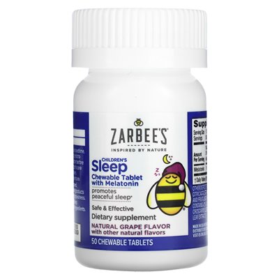 Zarbee's, Sen Dzieci z melatoniną, dla dzieci 3 lata +, naturalne winogrona, 1 mg, 50 tabletek do żucia Zarbee's, Sen Dzieci z melatoniną, dla dzieci 3 lata +, naturalne winogrona, 1 mg, 50 tabletek do żucia