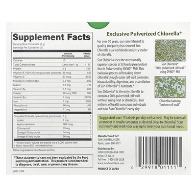 Sun Chlorella, Suplement Chlorella, 200 mg, 300 Tabletek Sun Chlorella, Suplement Chlorella, 200 mg, 300 Tabletek