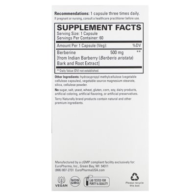 Terry naturalnie, berberina, 500 mg, 60 kapsułek Terry naturalnie, berberina, 500 mg, 60 kapsułek