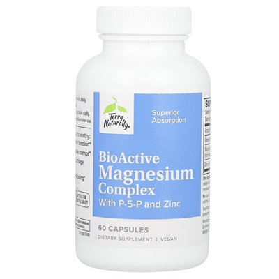Terry naturalnie, bioaktywny kompleks magnezowy z P-5-P i cynkiem, 60 kapsułek
