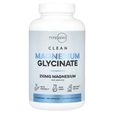 Kindezero, czysty, glicynian magnezu, 210 mg, 180 kapsułek (70 mg na kapsułkę)