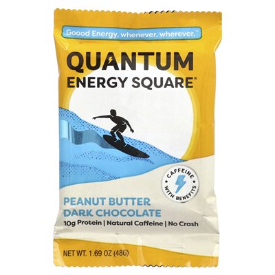 Quantum Energy Square, Peanut Butter Dark Chocolate, 8 Squares, 1.69 oz (48 g) Each