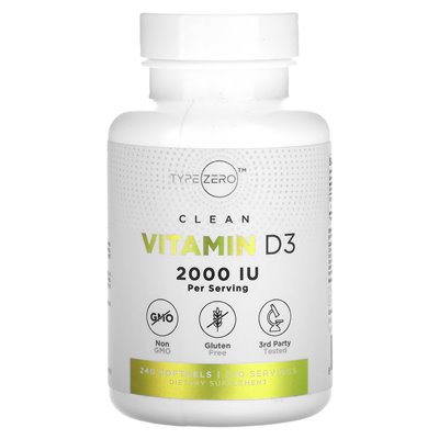 Typero, czysty, witamina D3, 2000 IU, 240 Softgels Typero, czysty, witamina D3, 2000 IU, 240 Softgels