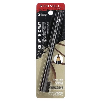 Rimmel London, Brow This Way, Professioneller Augenbrauenstift, 001 Dunkelbraun, 0,05 oz (1,4 g)