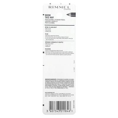 Rimmel London, Brow This Way, Professioneller Augenbrauenstift, 001 Dunkelbraun, 0,05 oz (1,4 g)
