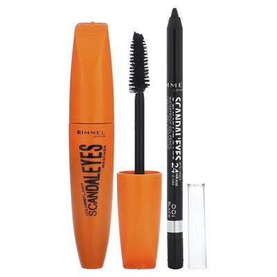 Rimmel London, Scandal'eyes, Eyelashes with Waterproof Kohl Kajal Eyeliner, 003 Extreme Black, 2-Piece Set