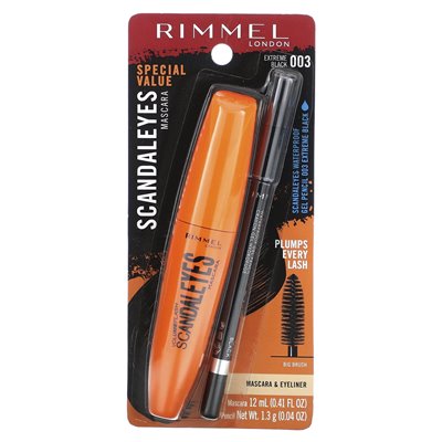 Rimmel London, Scandal'eyes, Eyelashes with Waterproof Kohl Kajal Eyeliner, 003 Extreme Black, 2-Piece Set