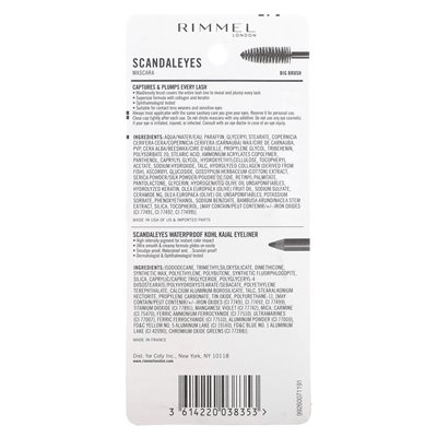Rimmel London, Scandal'eyes, Eyelashes with Waterproof Kohl Kajal Eyeliner, 003 Extreme Black, 2-Piece Set
