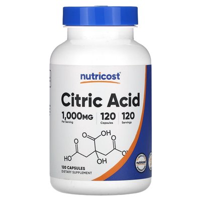 Nutricost, kwas cytrynowy, 1000 mg, 120 kapsułek