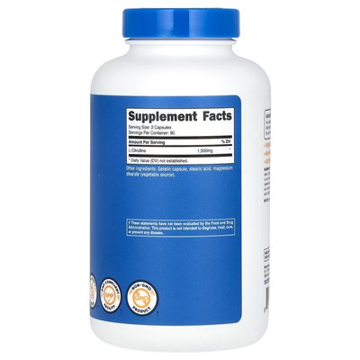 Nutricost, l-cytrulina, 1500 mg, 180 kapsułek (750 mg na kapsułkę)