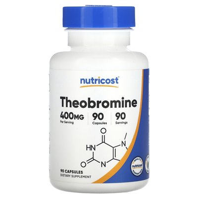 Nutricost, teobromina, 400 mg, 90 kapsułek