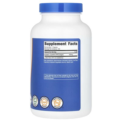 Nutricost, NAC, 600 mg, 240 kapsułek