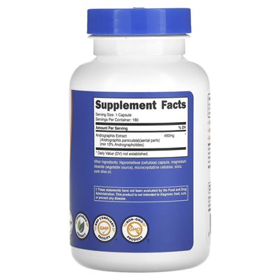 Nutricost, ekstrakt z andrographis, 450 mg, 180 kapsułek