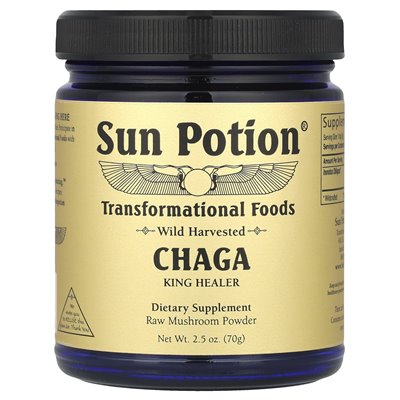 Eliksula słoneczna, chaga, surowy proszek grzybowy, dzikie zebrane, 2,5 uncji (70 g)
